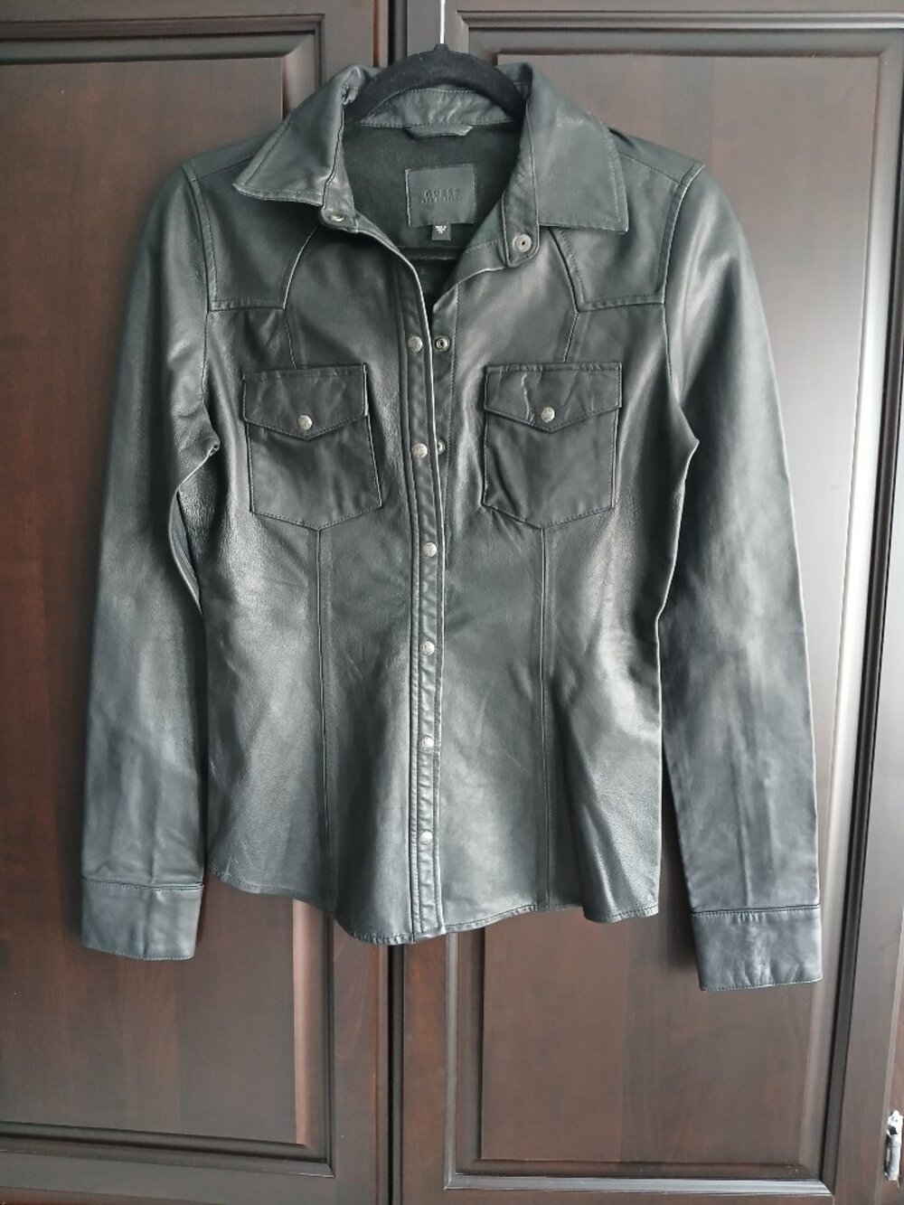 Guess Size XS Black Leather Shirt